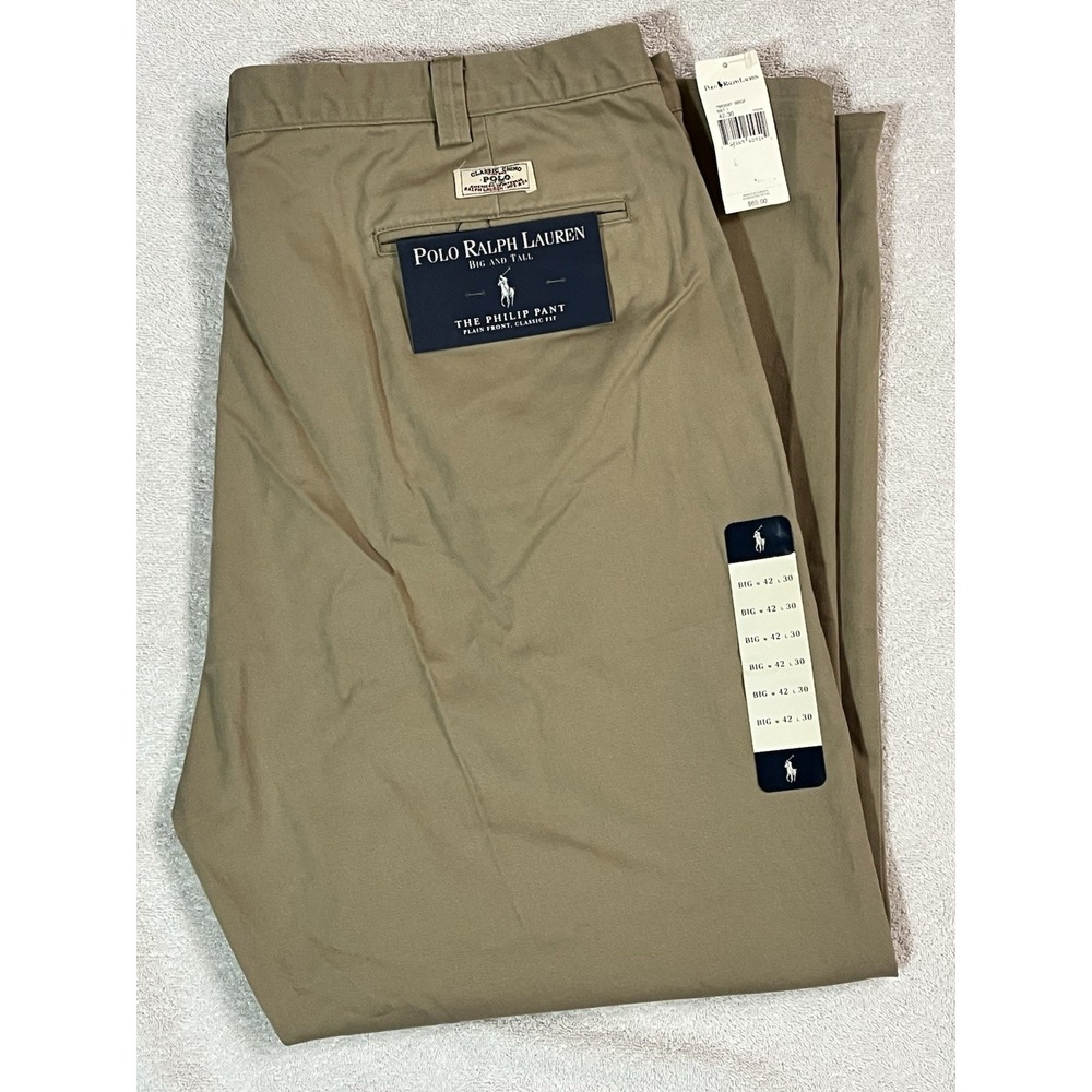 Vintage Polo Ralph Lauren Philip Pant 42x30 Deadstock NWT Tan Chino Y2K Khaki